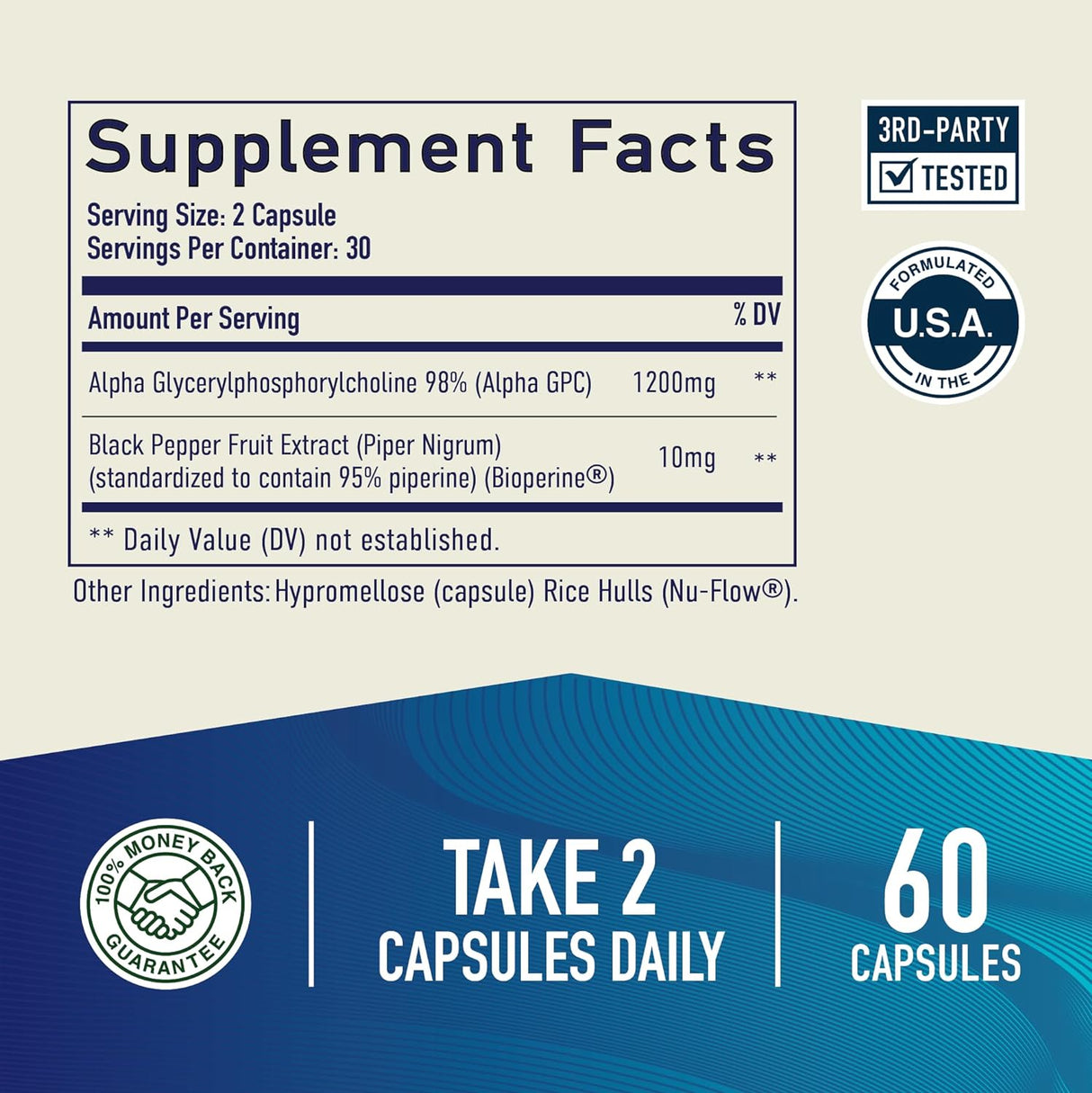 Alpha GPC Colina 600 mg | Soporte Cerebral y Memoria