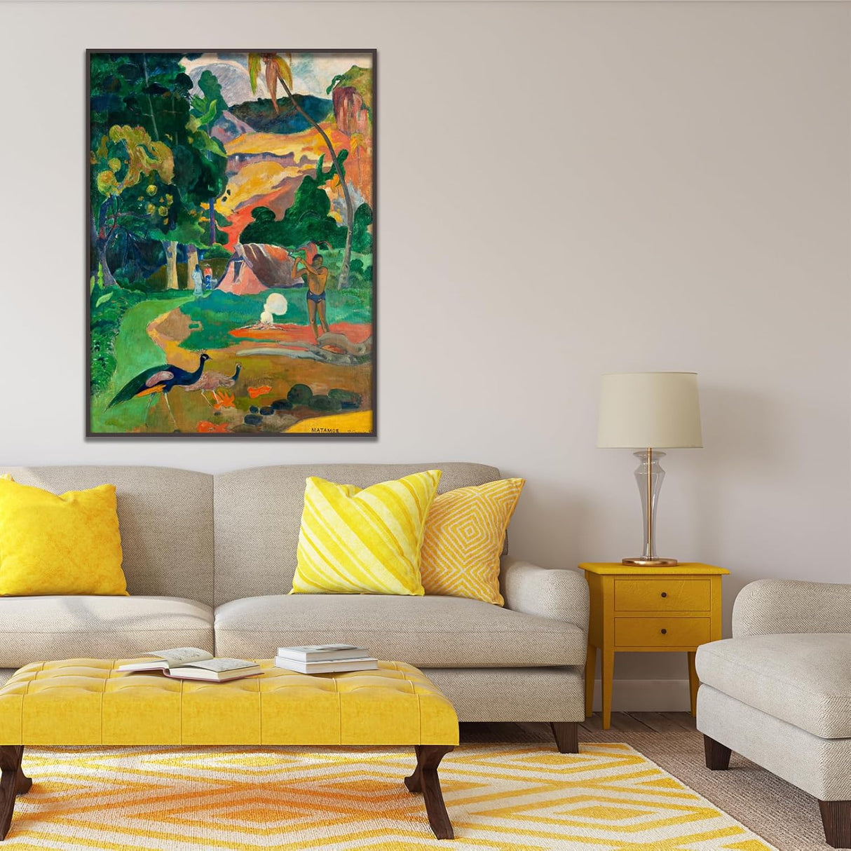 Impresión de Arte Paisaje con Pavos Reales Paul Gauguin