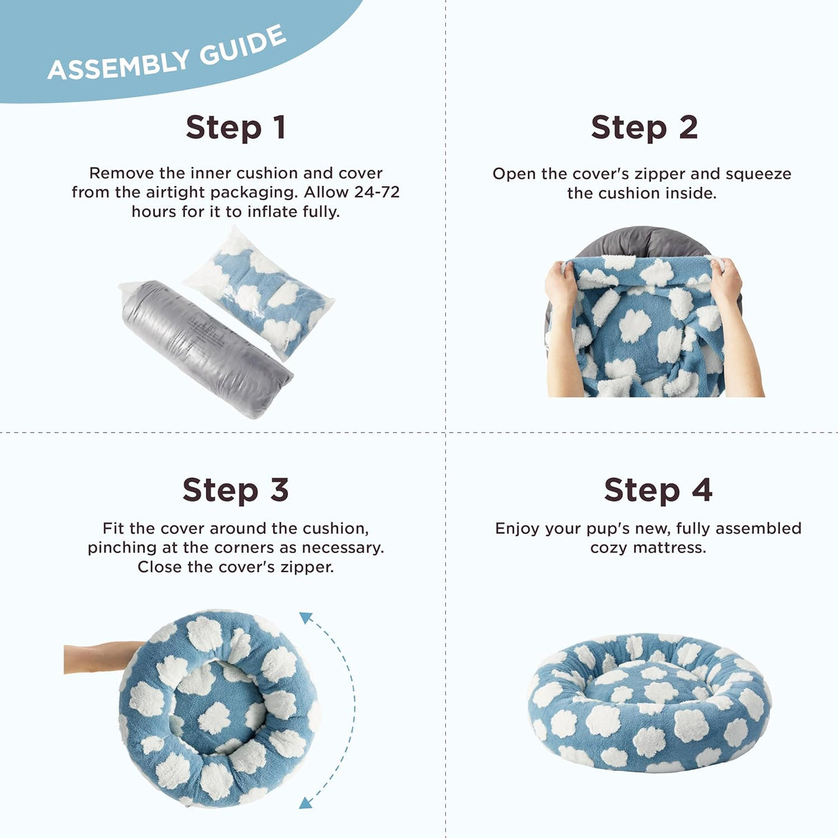 Cama para perros pequeños antideslizante azul Lesure Donu