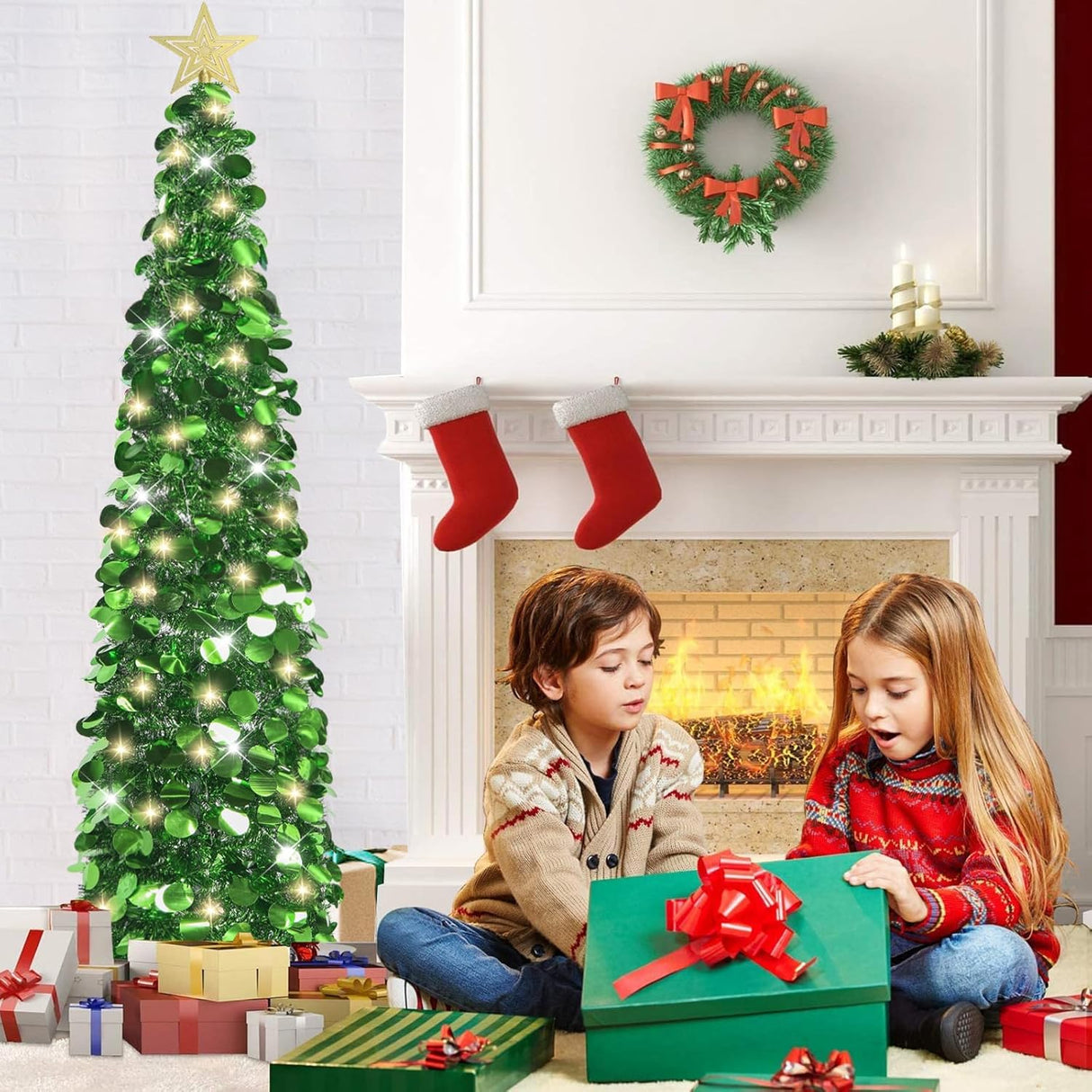 Árbol de Navidad Pop-Up 5 FT con luces y temporizador