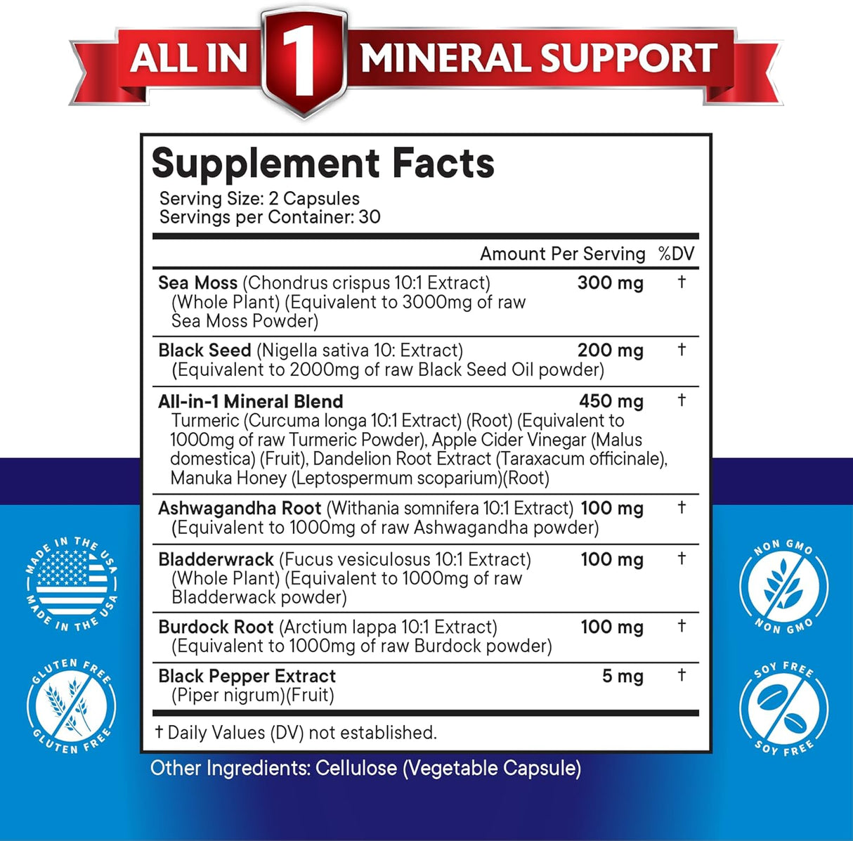 Suplemento Musgo marino 3000 mg Aceite de semilla negra