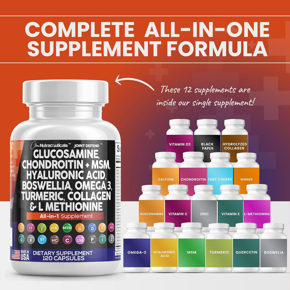 Clean Glucosamina condroitina MSM cúrcuma ácido hialurónico