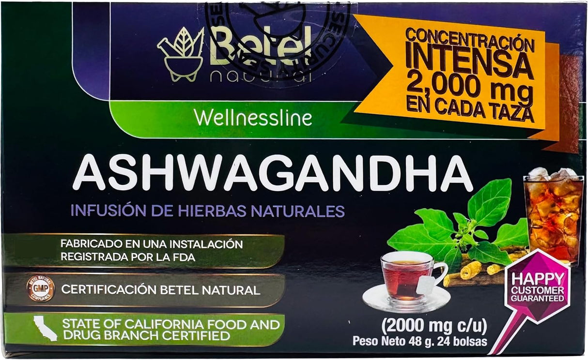 Té de Ashwagandha Natural Betel, 24 Bolsitas Relajantes