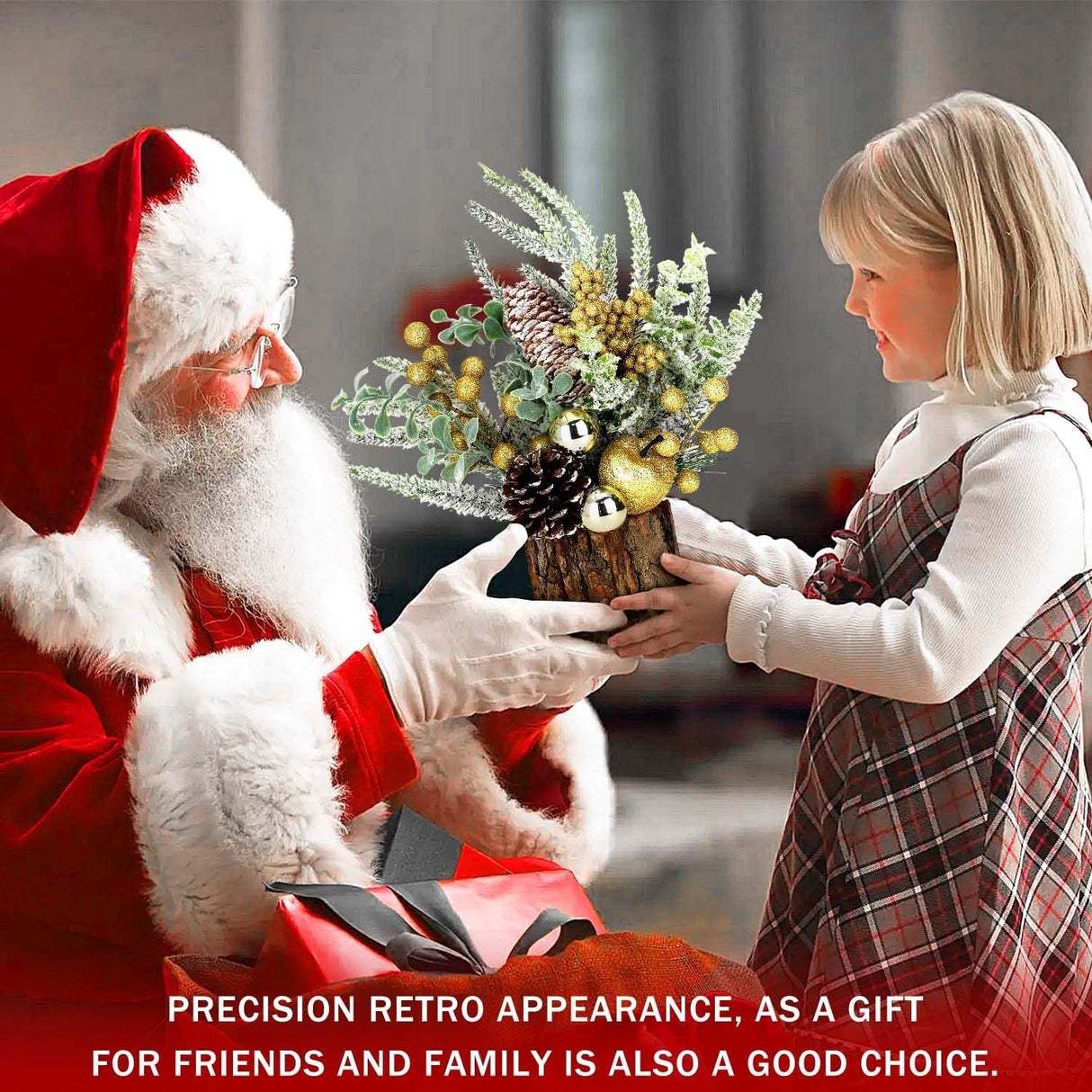 Árbol de Navidad Miniatura Artificial - Decoraciones Festivas - Tree Stump-Golden