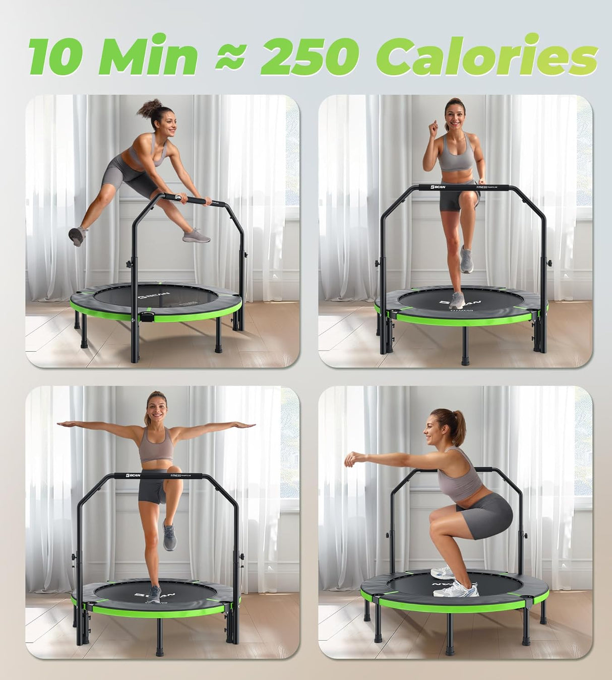 Trampolín Plegable BCAN 40/48 con Mango Ajustable 330lbs/440lbs