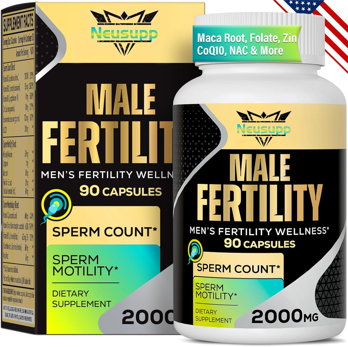 Suplemento para fertilidad masculina, 90 cápsulas, 2000MG