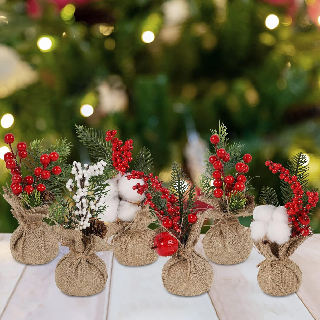 Árboles de Navidad Mini 8 winemana, 6 Pcs, Decoración Mesa