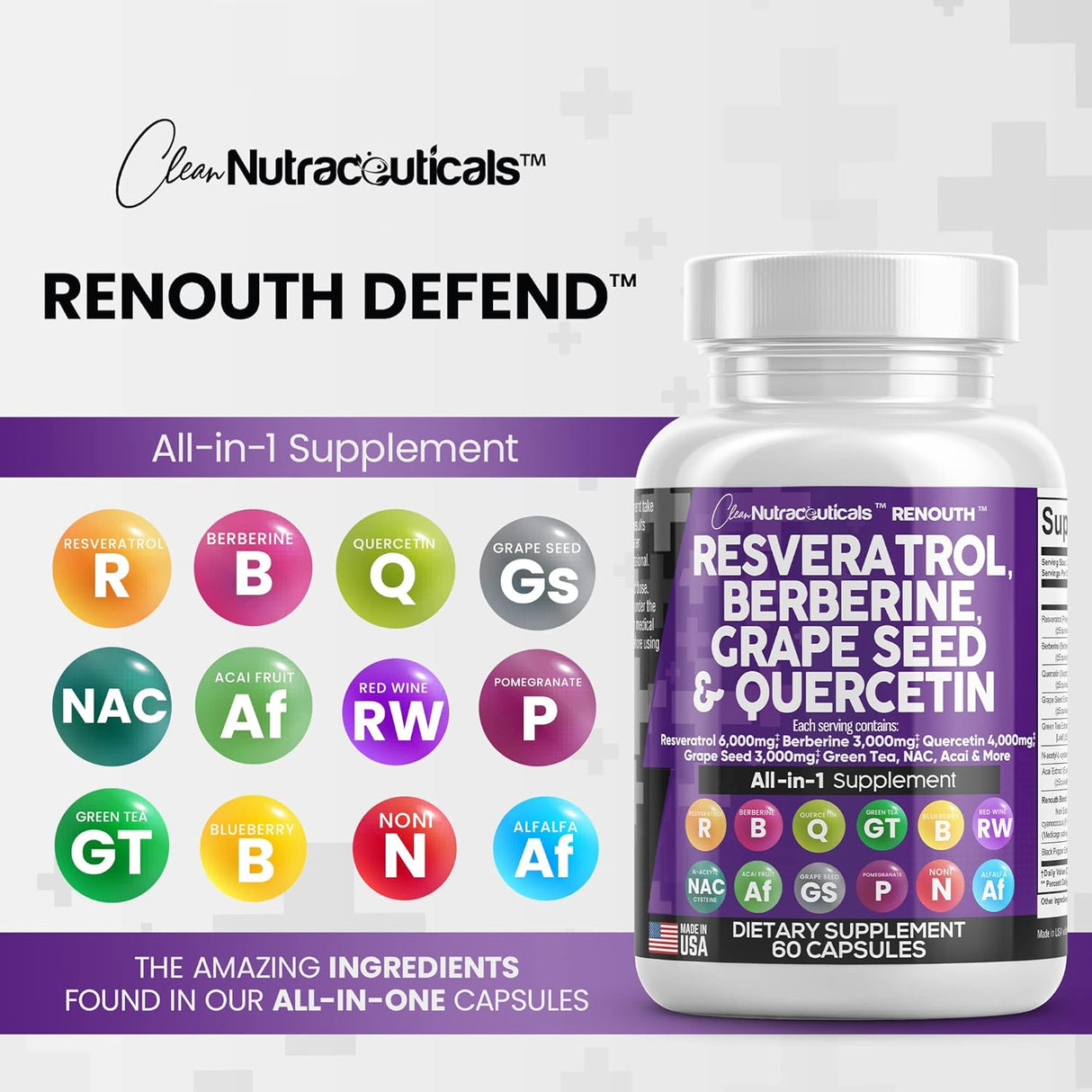 Suplemento Resveratrol 6000 mg Berberina 3000 mg