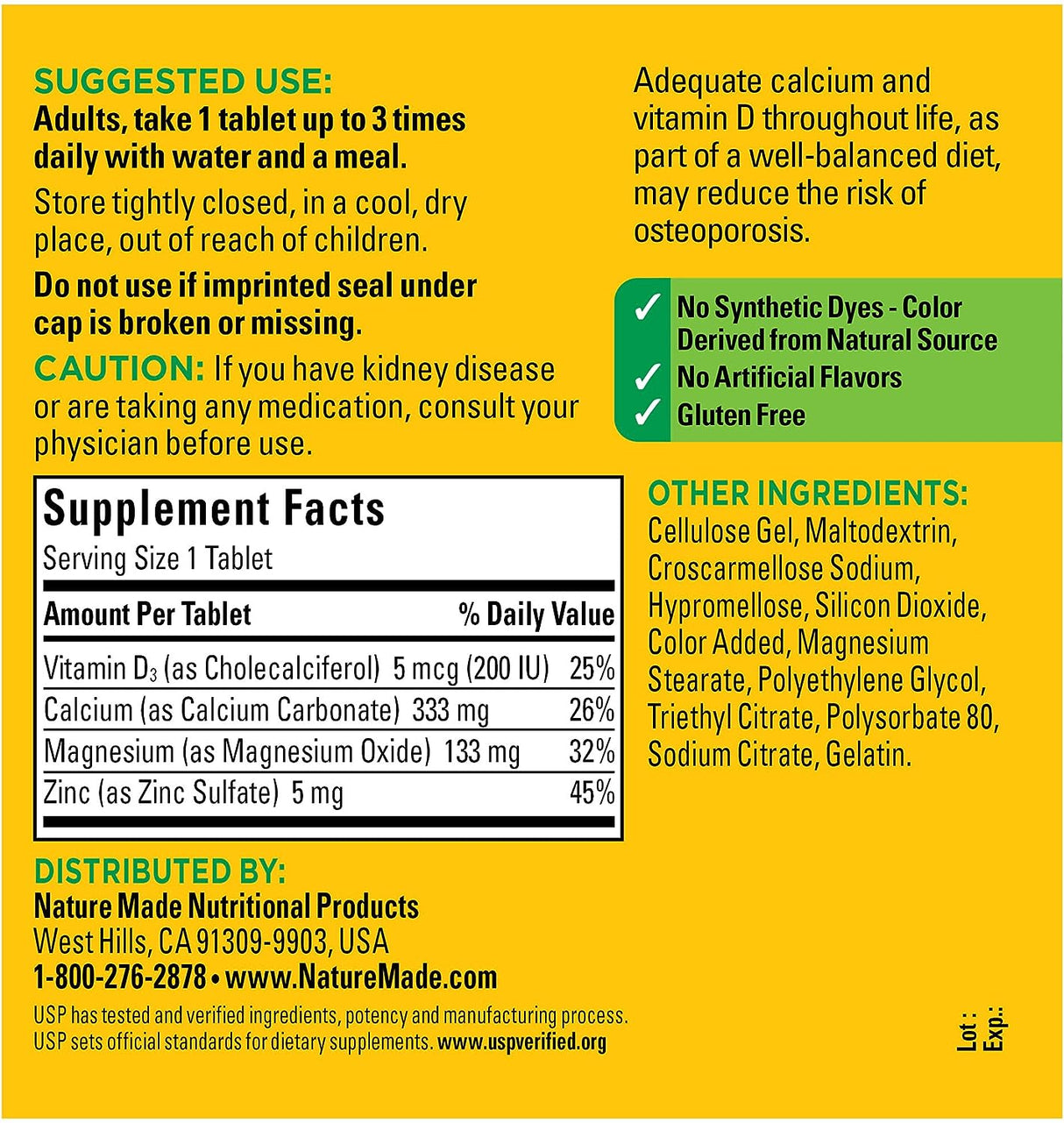 Suplemento de magnesio y zinc pastillas con vitamina D