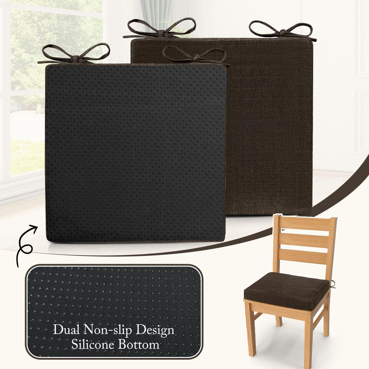 Cojines para Sillas de Comedor Cozyide, 4 Pack, 16 x 16