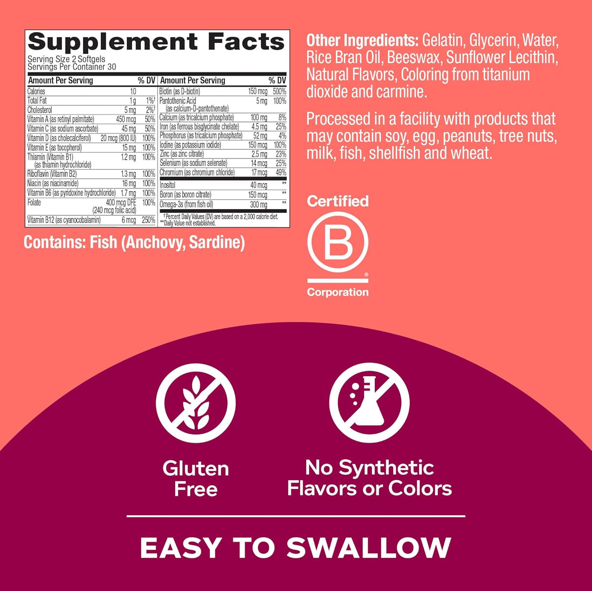 Suplementos Alimenticios Cápsulas blandas multivitamínicas