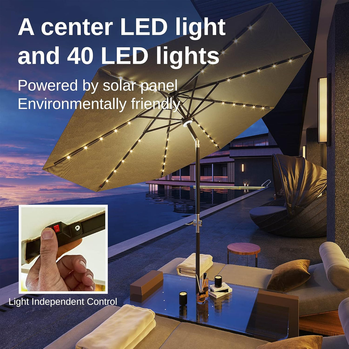 Sombrilla de patio de mesa para exteriores impermeables