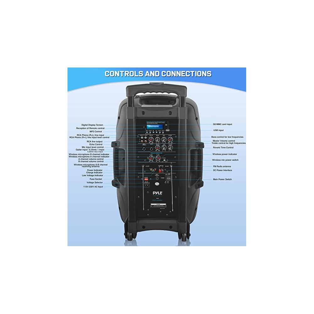 Parlante Portátil con Bluetooth PYLE-PRO PPHP1235WMU