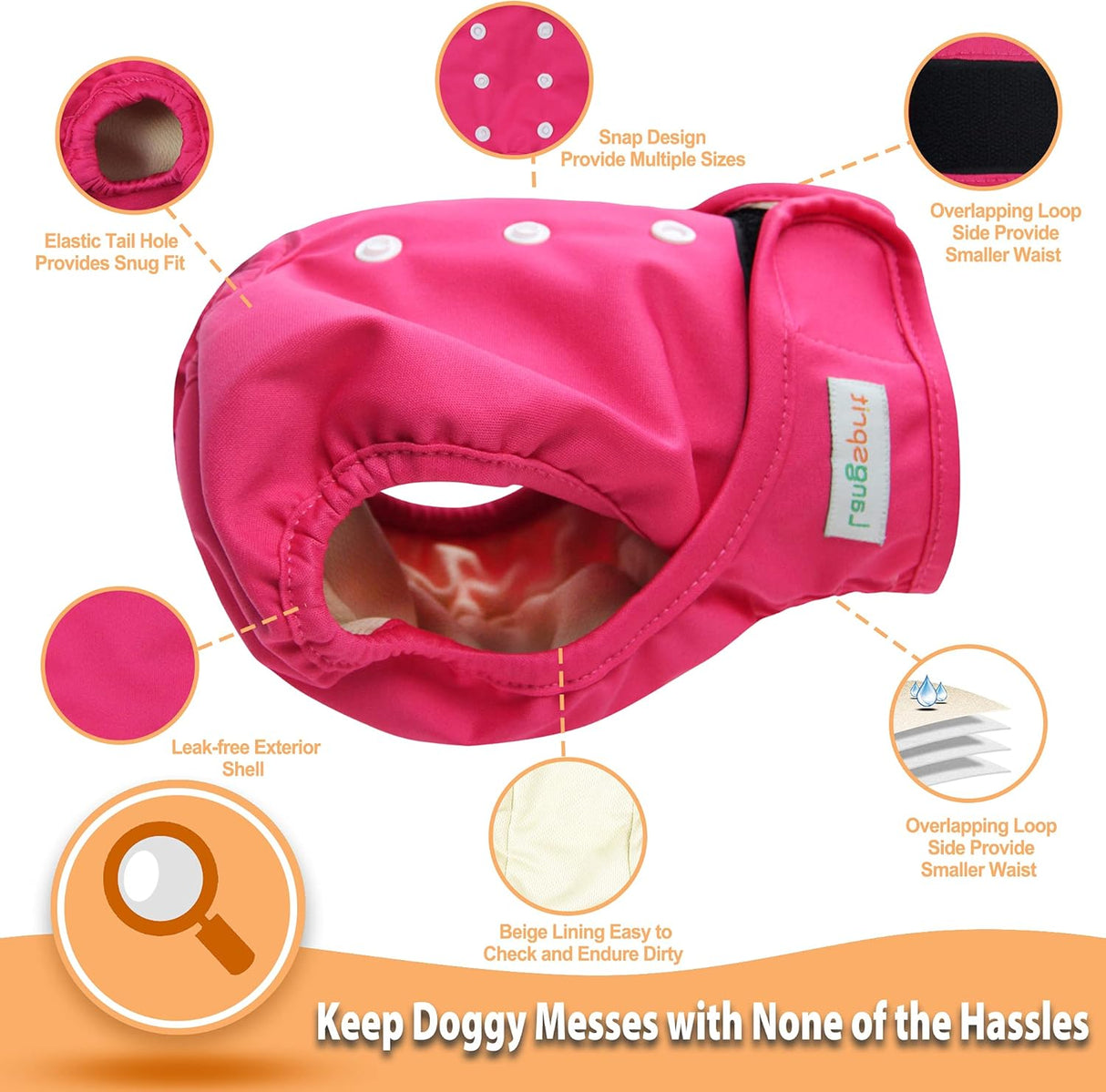 Langsprit Pañales lavables perras (paquete de 3) – Pañales reutilizables