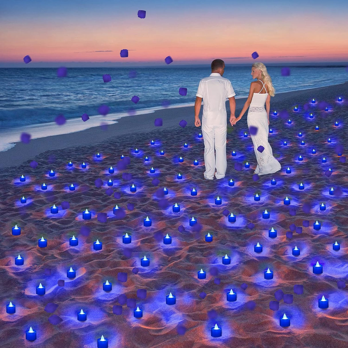 Pétalos de Rosa Artificiales Coume con 72 Velas LED Flameless