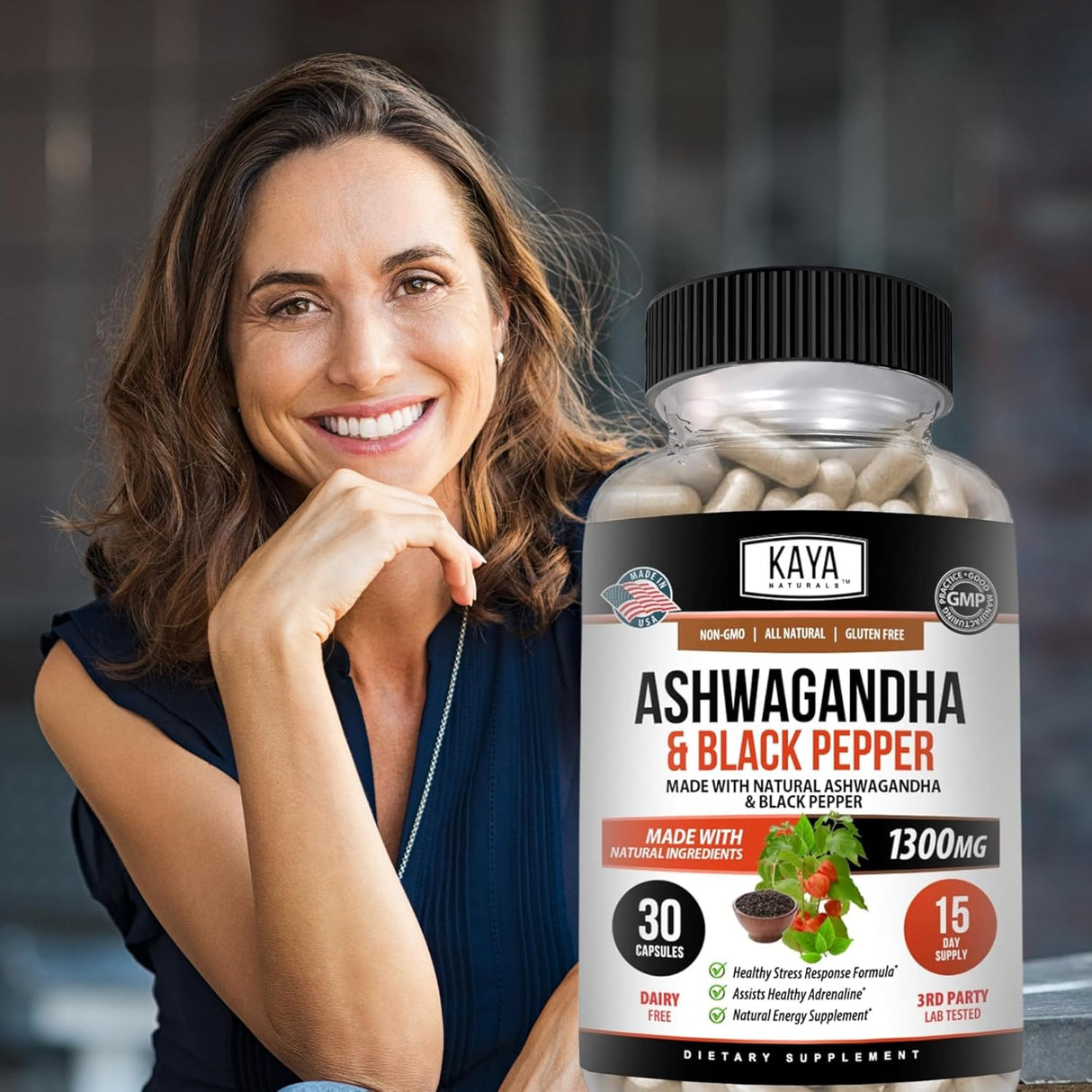 Suplemento Adaptógeno Kaya Naturals Ashwagandha 1300mg