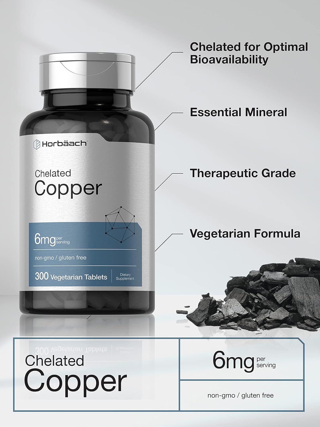 Suplementos Alimenticios de cobre quelado 300 tabletas