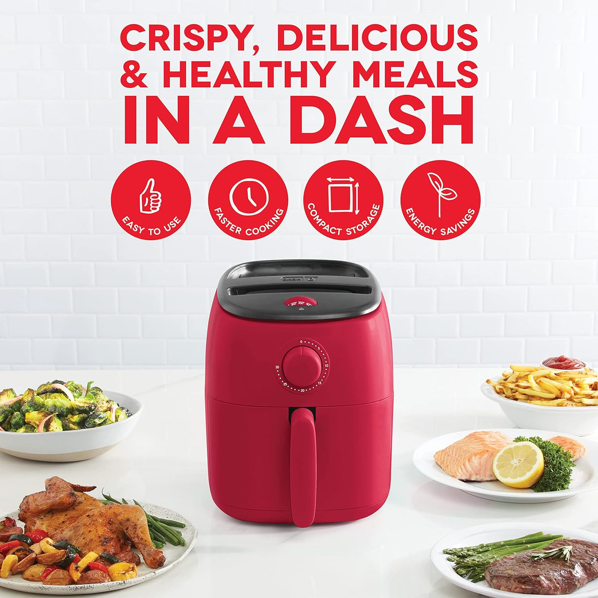 Freidora de aire DASH Tasti-Crisp™ 2.6 Qt, 1000 W, Compacta