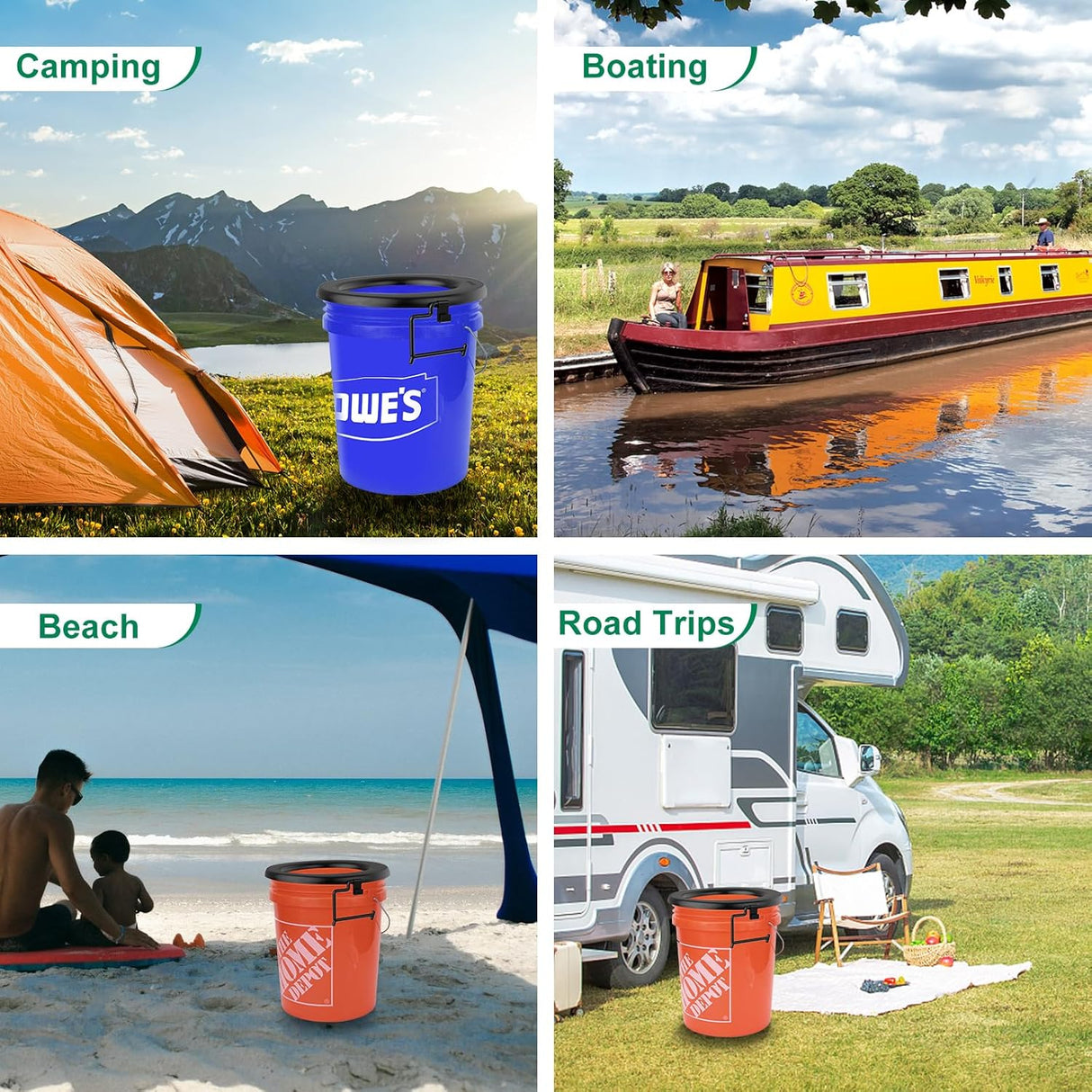 Asiento de inodoro portátil, para cubo de 5 gal, camping y viaje