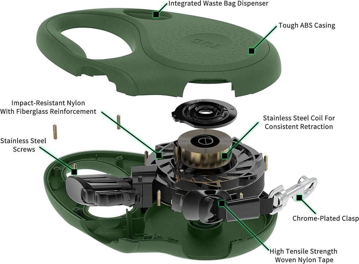 Correa retráctil ovalada de 360° mediano, Verde TUG