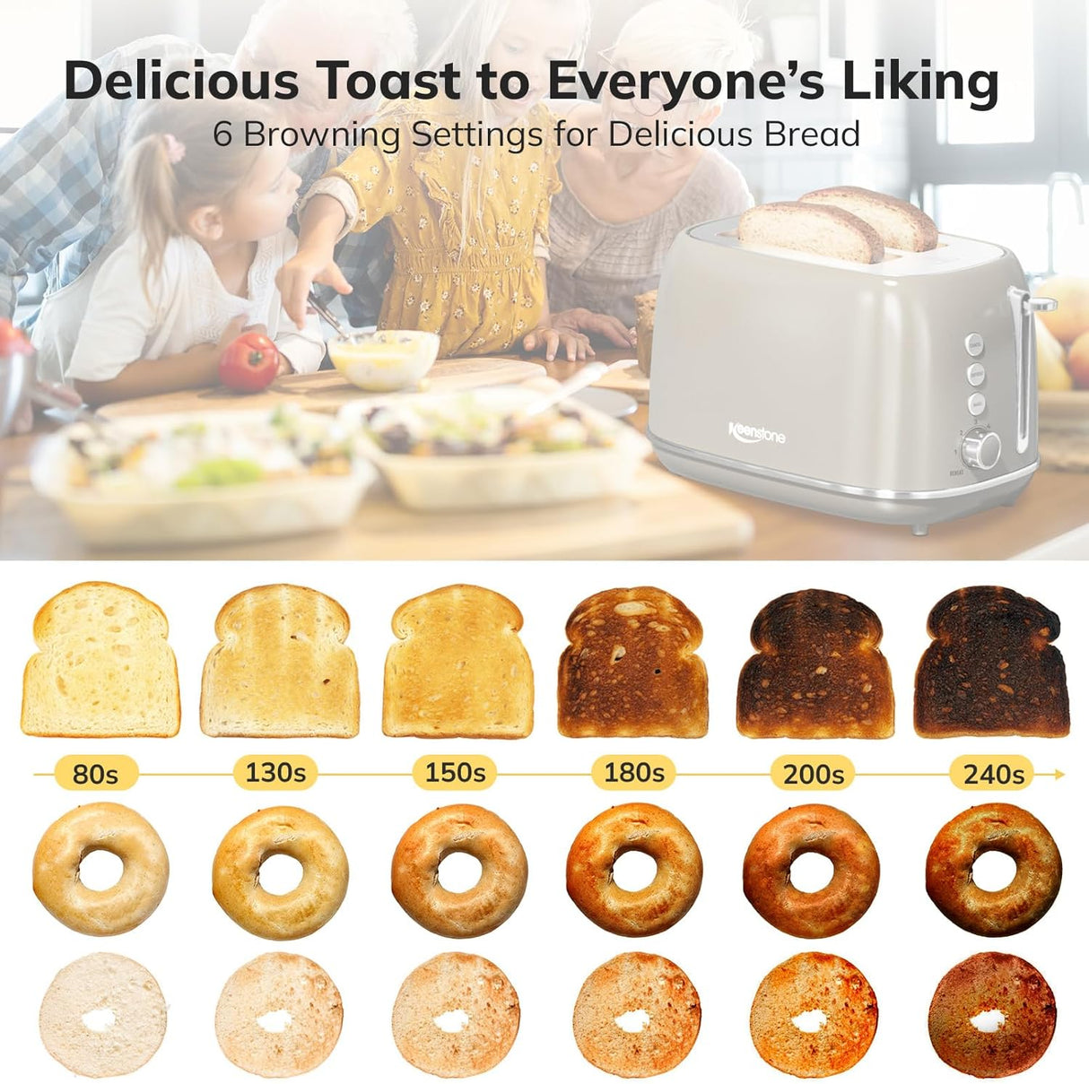 Tostadora de Acero Inoxidable Retro, 6 Niveles, Modelo Tauge