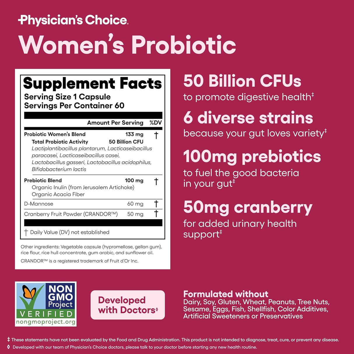 Probióticos para mujeres - Physician's Choice - 50 mil millones CFU