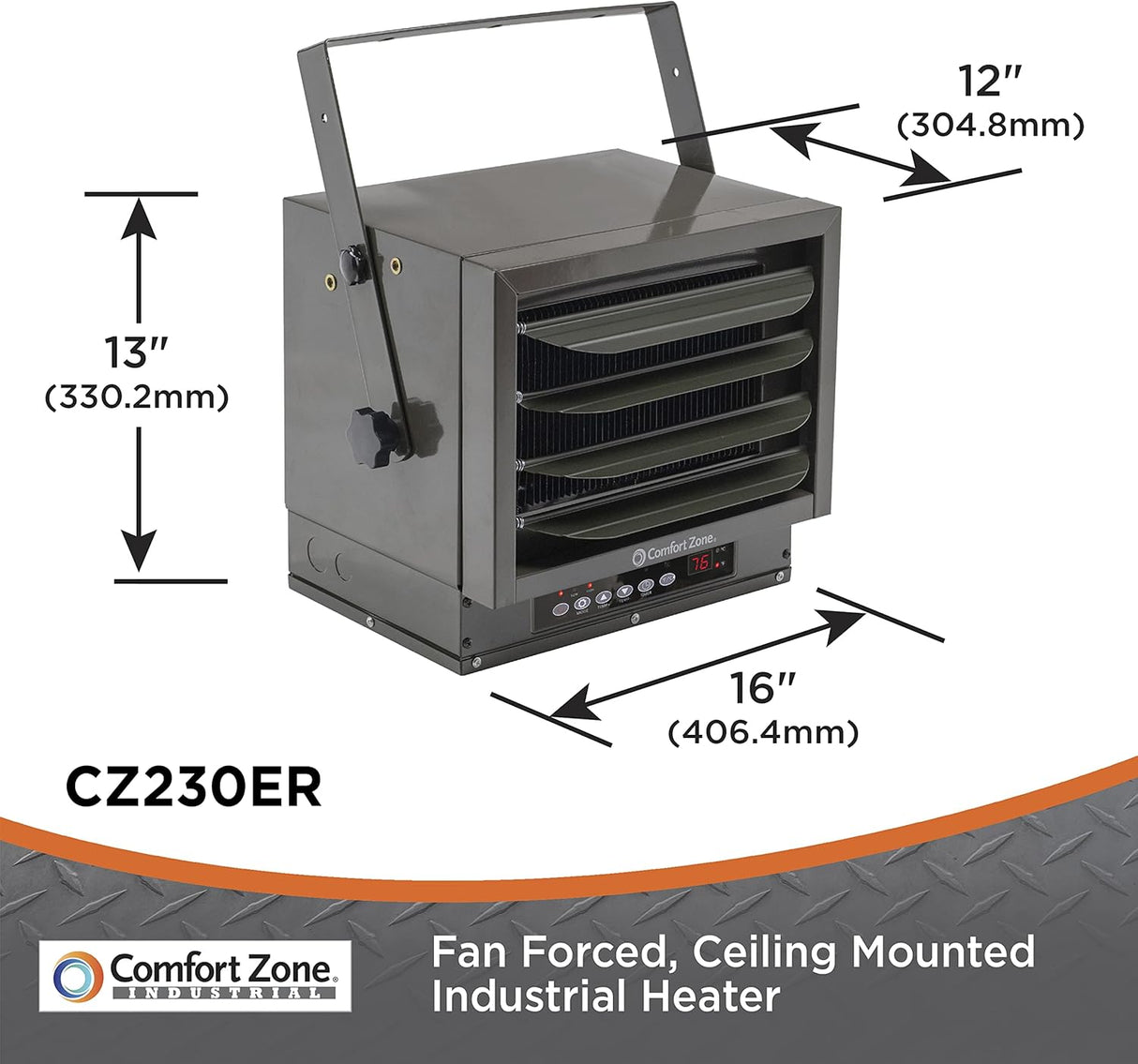 Calefactor de 7,500 vatios y 240 V con control remoto, Gris