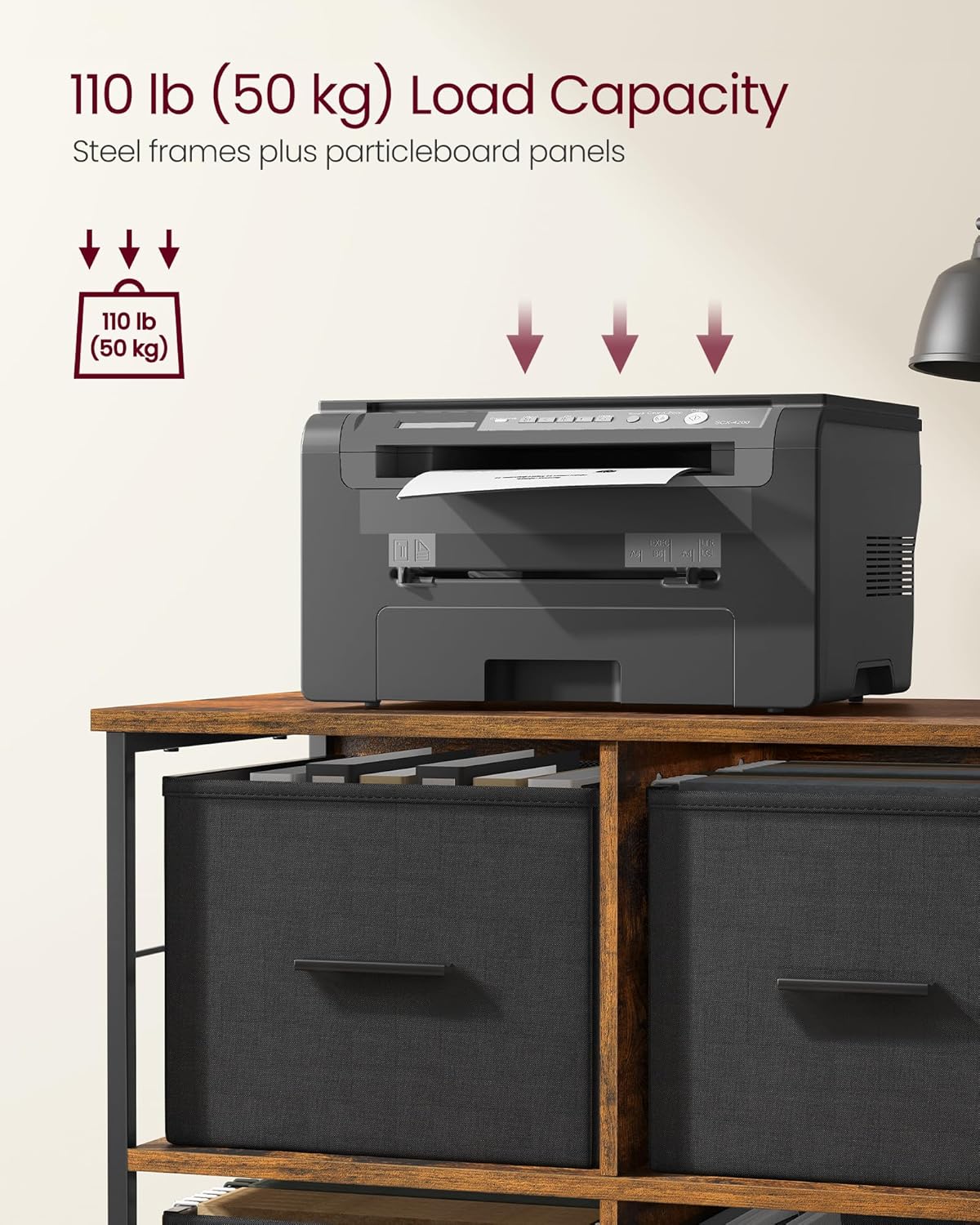 Archivo VASAGLE de 4 Cajones, Estante para Impresora