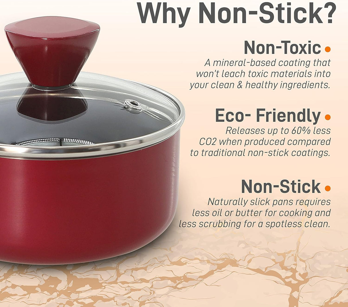 Olla con tapa antiadherentes roja NUTRICHEF PRTNCCWA13RDSPL2