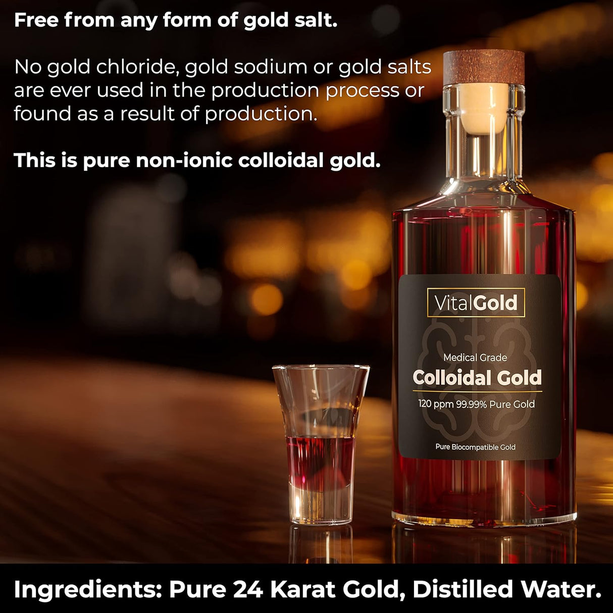 Suplemento de Oro Coloidal 120 PPM - 500ml Ultra Fuerte