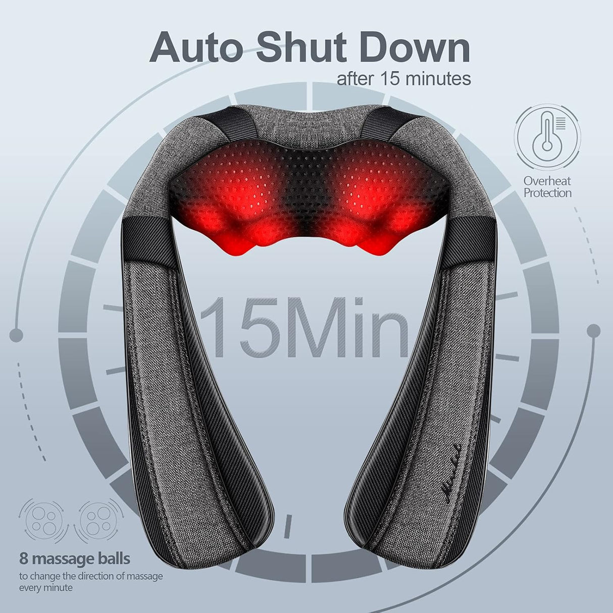 Masajeador de Espalda y Cuello con Calor, Alivio de Dolor