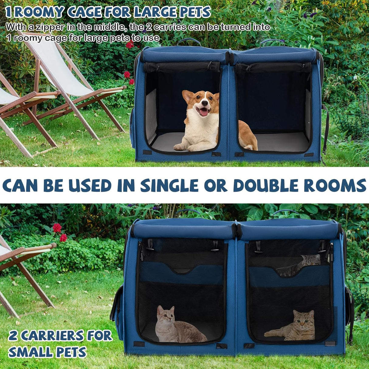 Transportín para gatos PETSITE, con compartimentos y hamacas