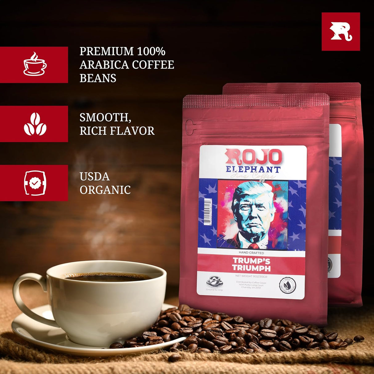 Café Molido Decaf Honest Abe, 100% Arabica, Paquete de 2 11oz