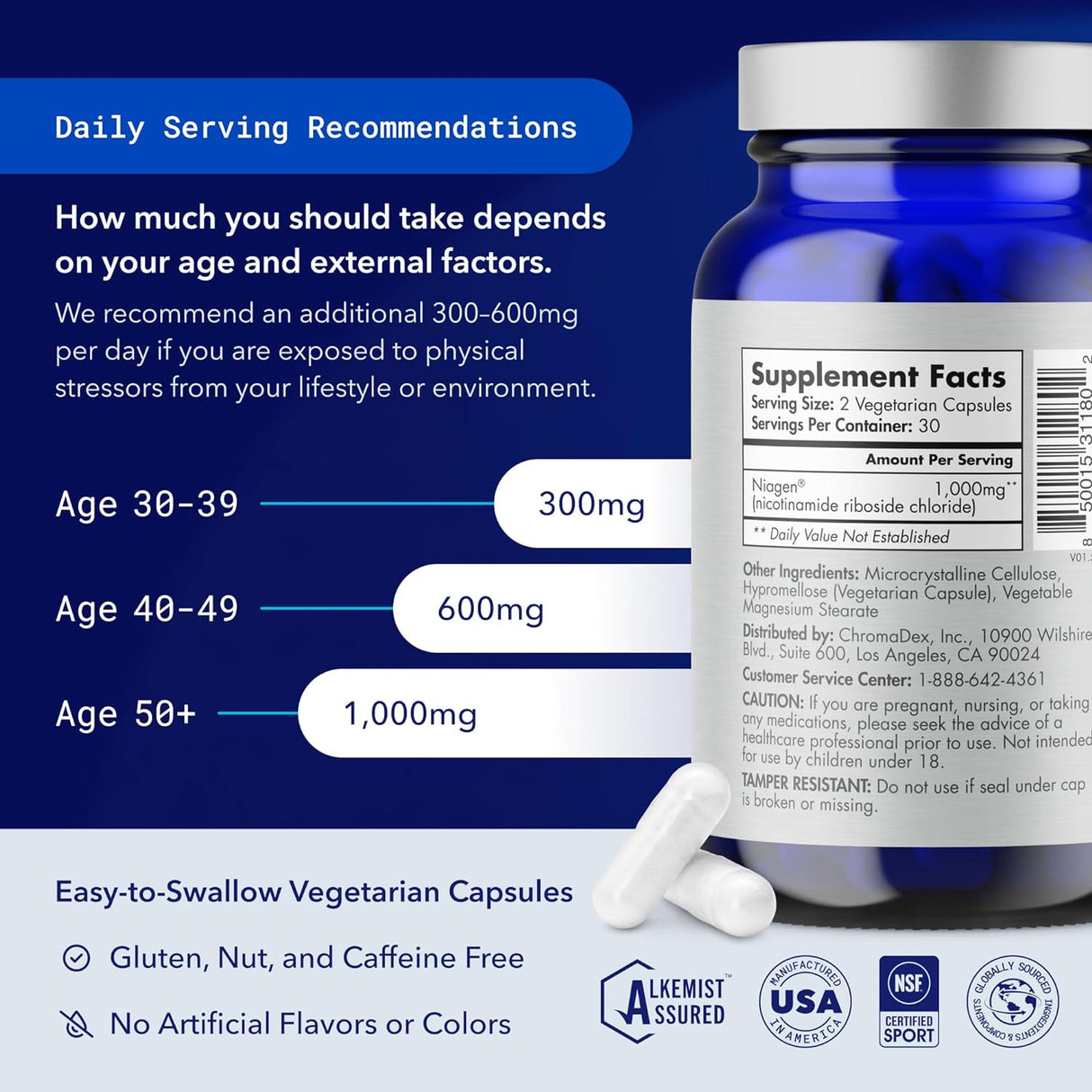 Suplemento de Ribósido de Nicotinamida Patente NR 1000mg
