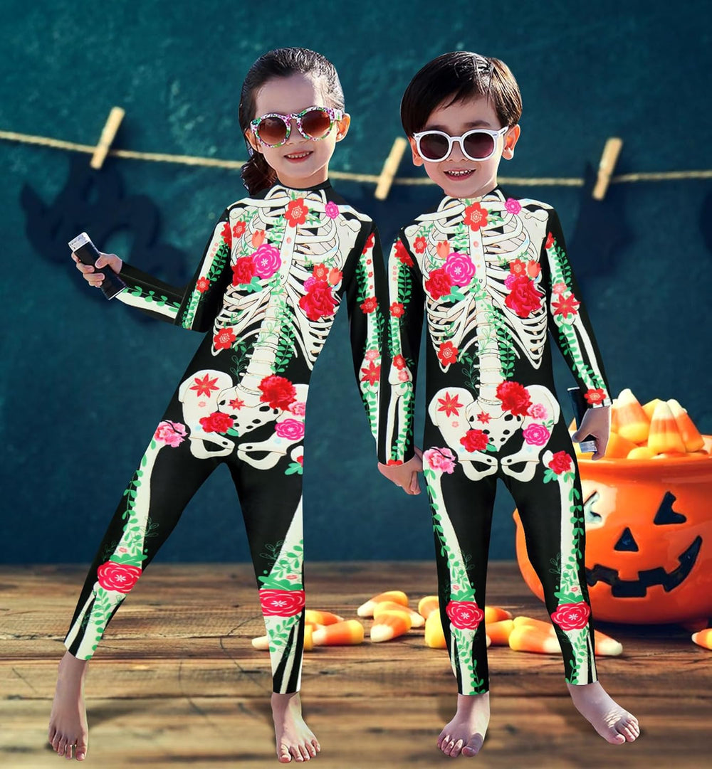 Disfraz Esqueleto Niñas RAISEVERN Jumpsuit 3D Talla 5-14 Años