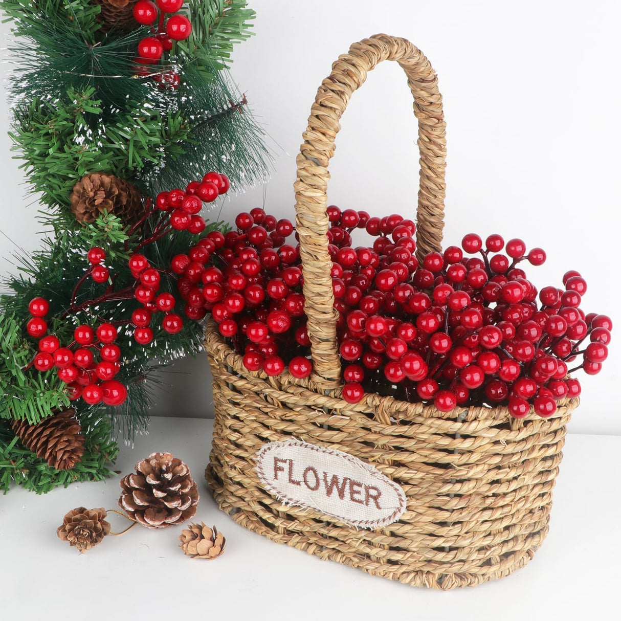 YIYA 36 Pzs Ramas Artificiales de Baya para Decoración Navideña