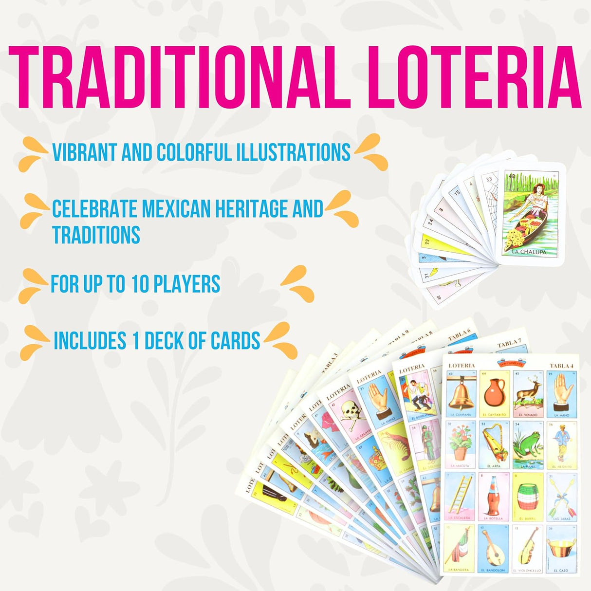 Lotería Mexicana - Juego de Bingo para 10 Jugadores - Clásico