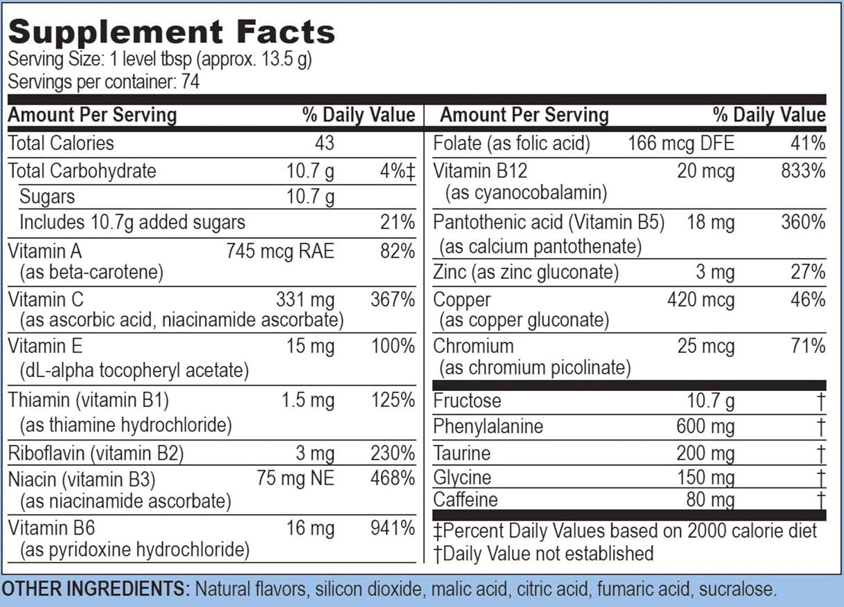 Suplementos Life Enhancement Wow Drink Powder niacina 1 kg