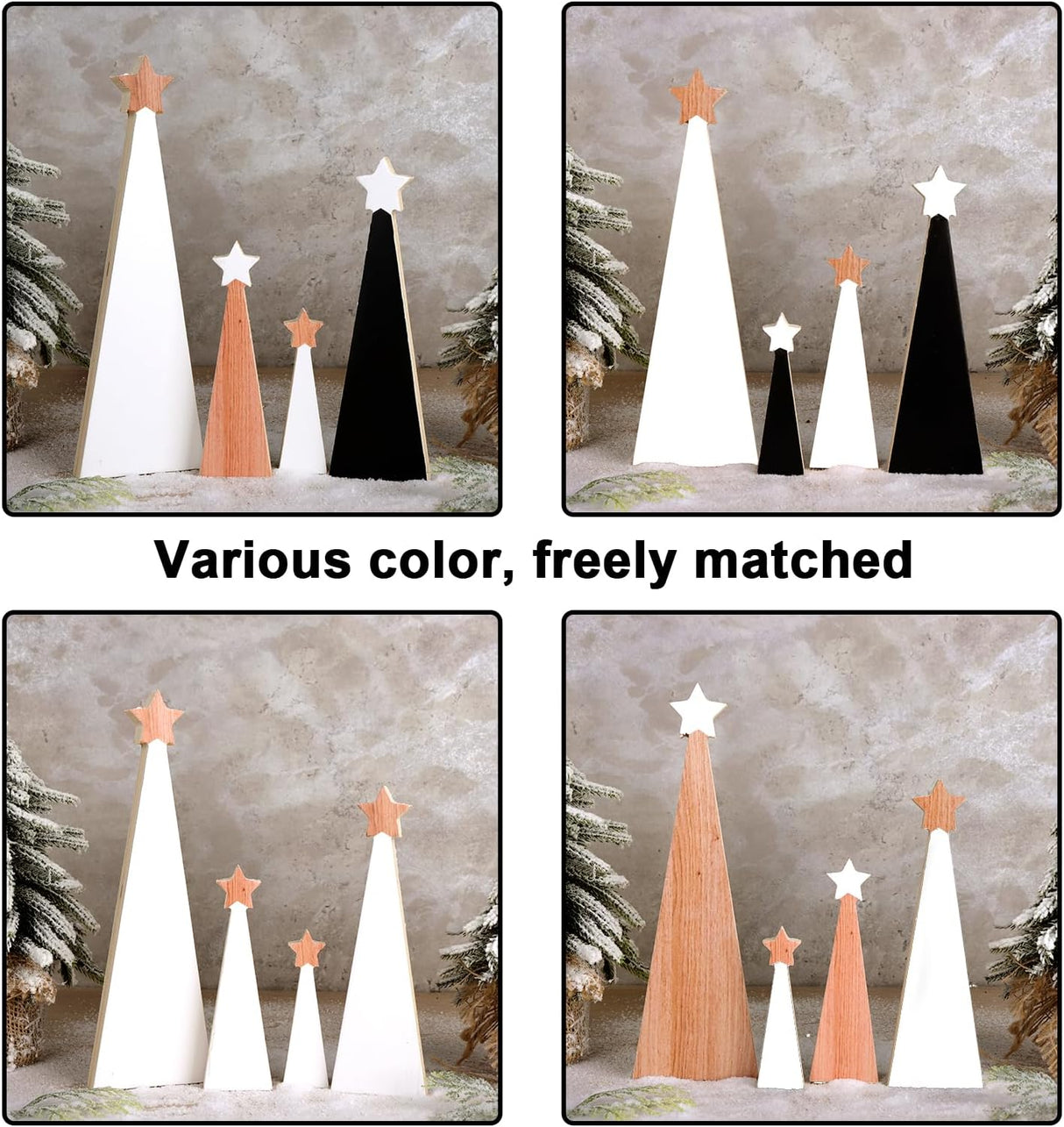 Árbol de Navidad de Madera, 4 Piezas, Decoración Original