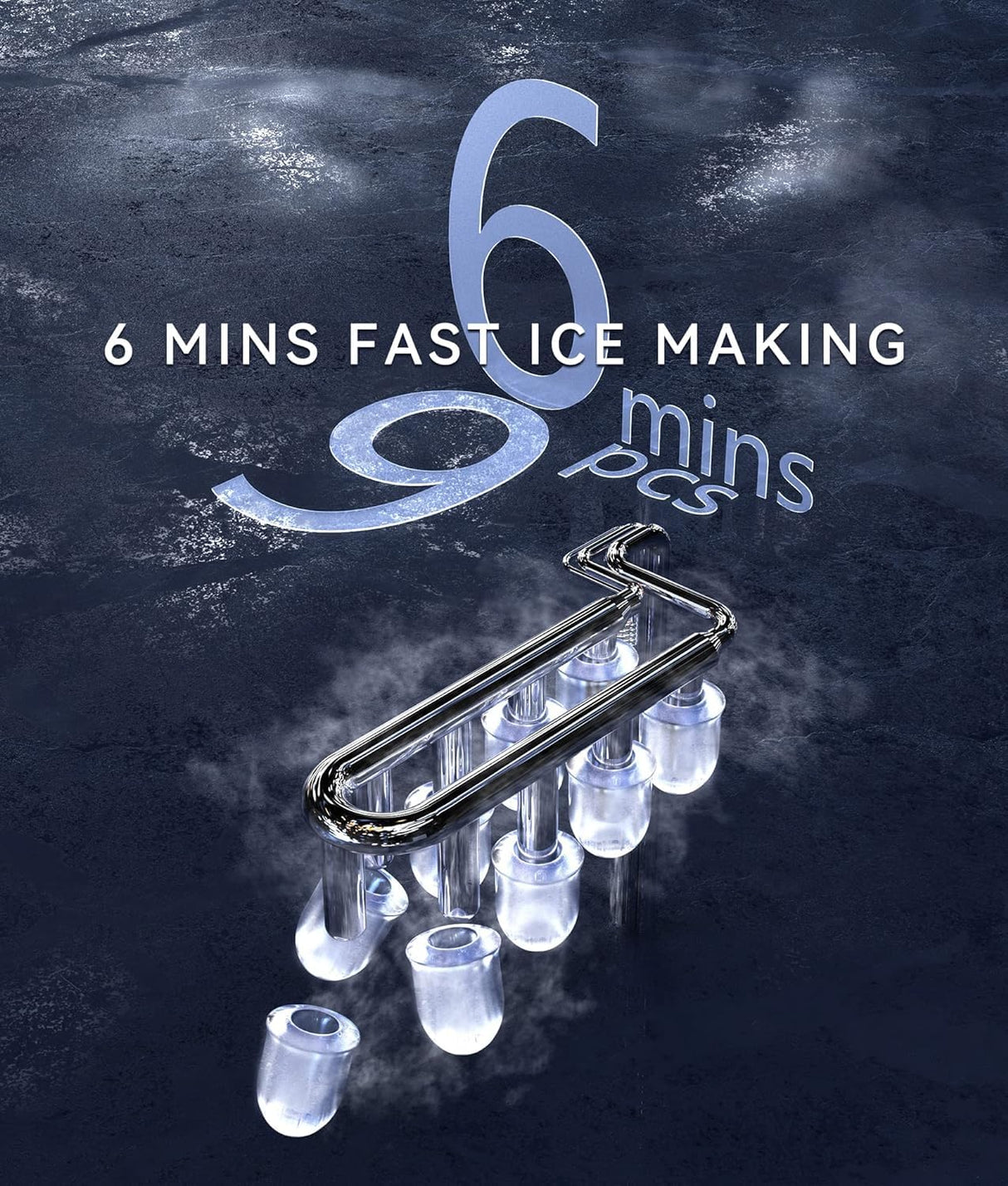 Máquina de Hielo Ecozy - 9 Cubos en 6 Min, Auto-Limpieza