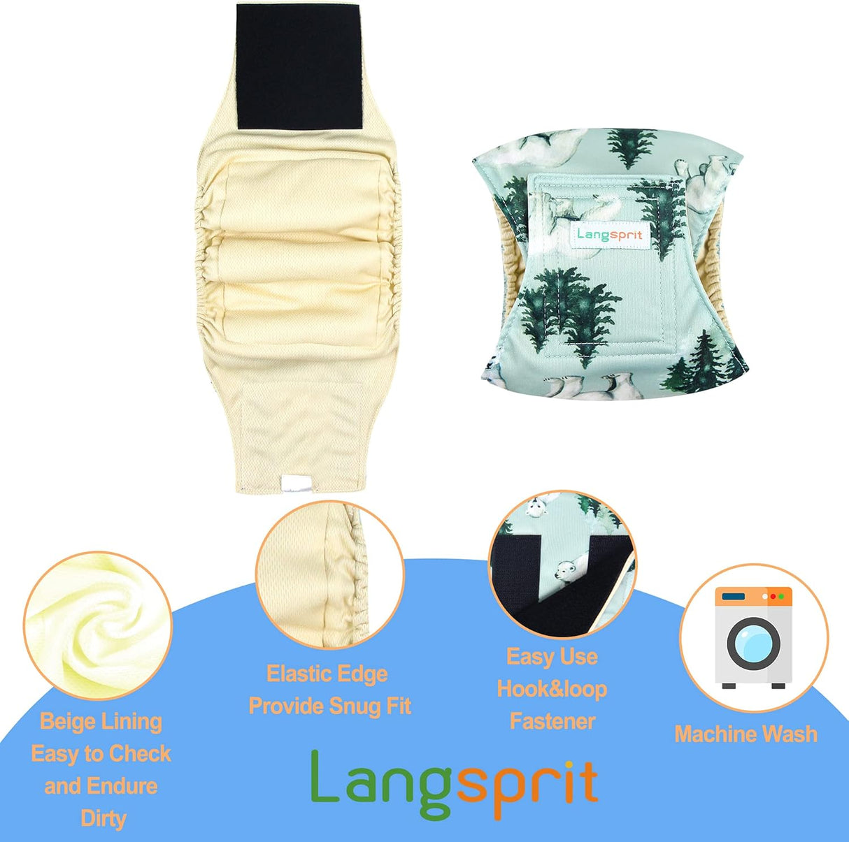 Langsprit Bandas para vientre masculino para perros machos