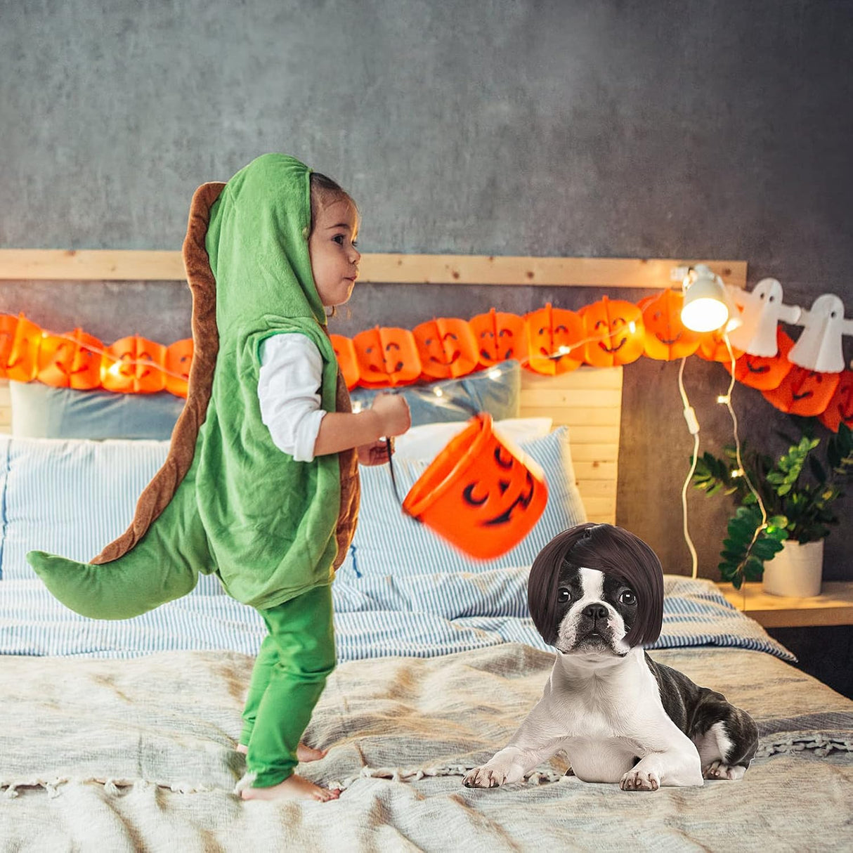 Cobee Divertida peluca de cosplay para perros y gatos, peluca ajustable para mascotas, disfraz divertido para mascotas, disfraz para perros pequeños, medianos y grandes, decoraciones de disfraces para Halloween, Navidad, fiestas, festivales