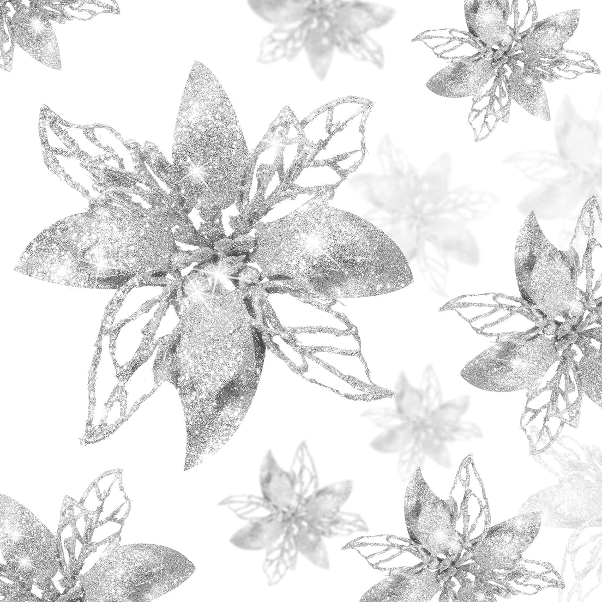 Flores Artificiales Poinsettia Boao 24 Piezas Decoraciones Navidad