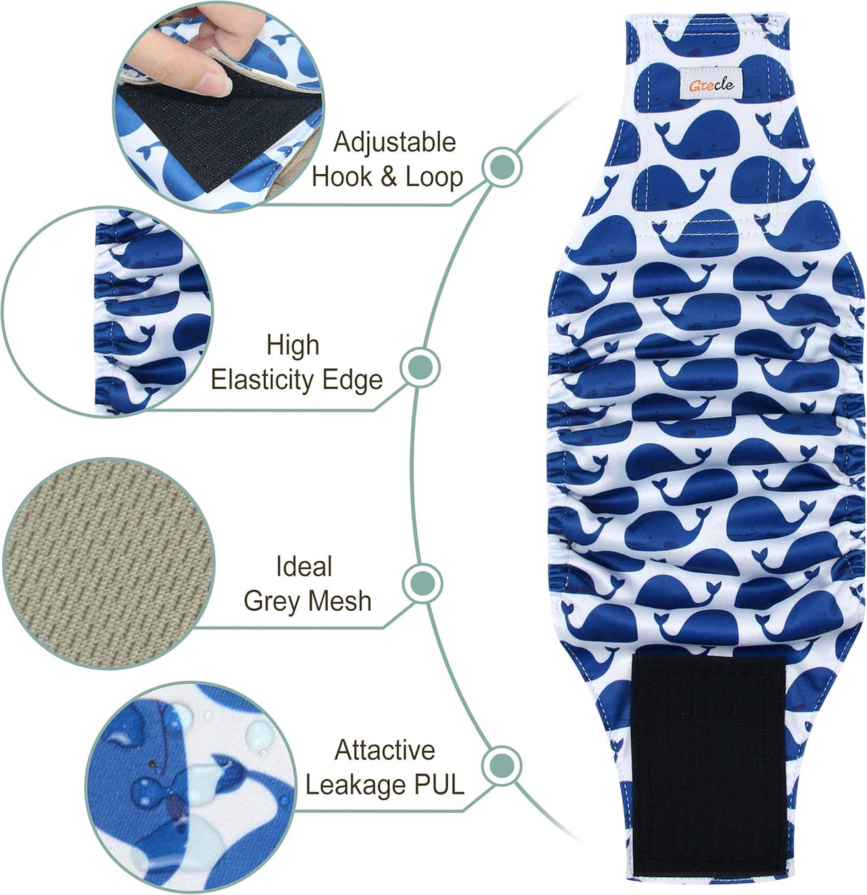 Grecle Pañales prémium para perros machos.Banda lavable para el vientre