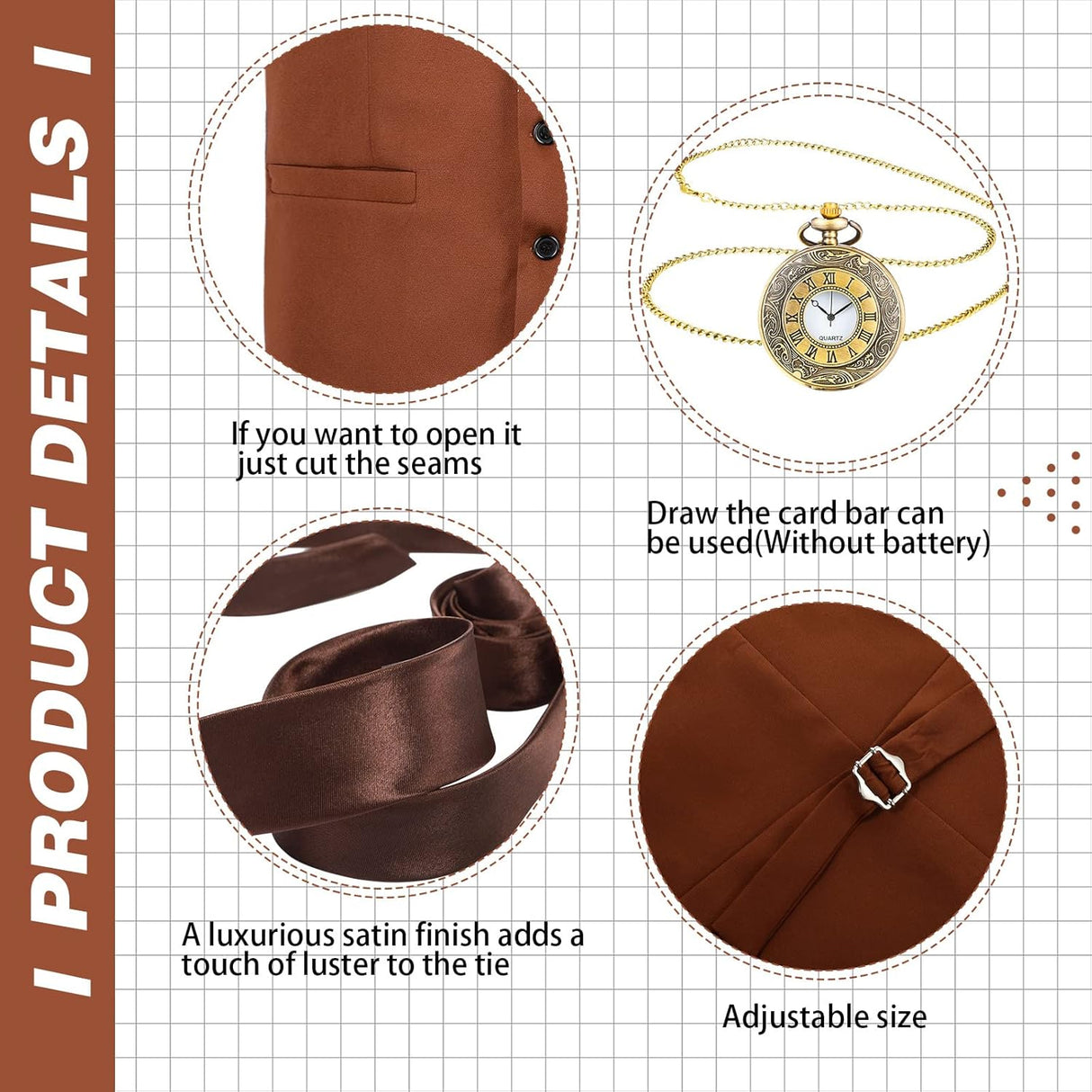 Disfraz de Hombre SATINIOR 1920s con Chaleco, Sombrero y Reloj