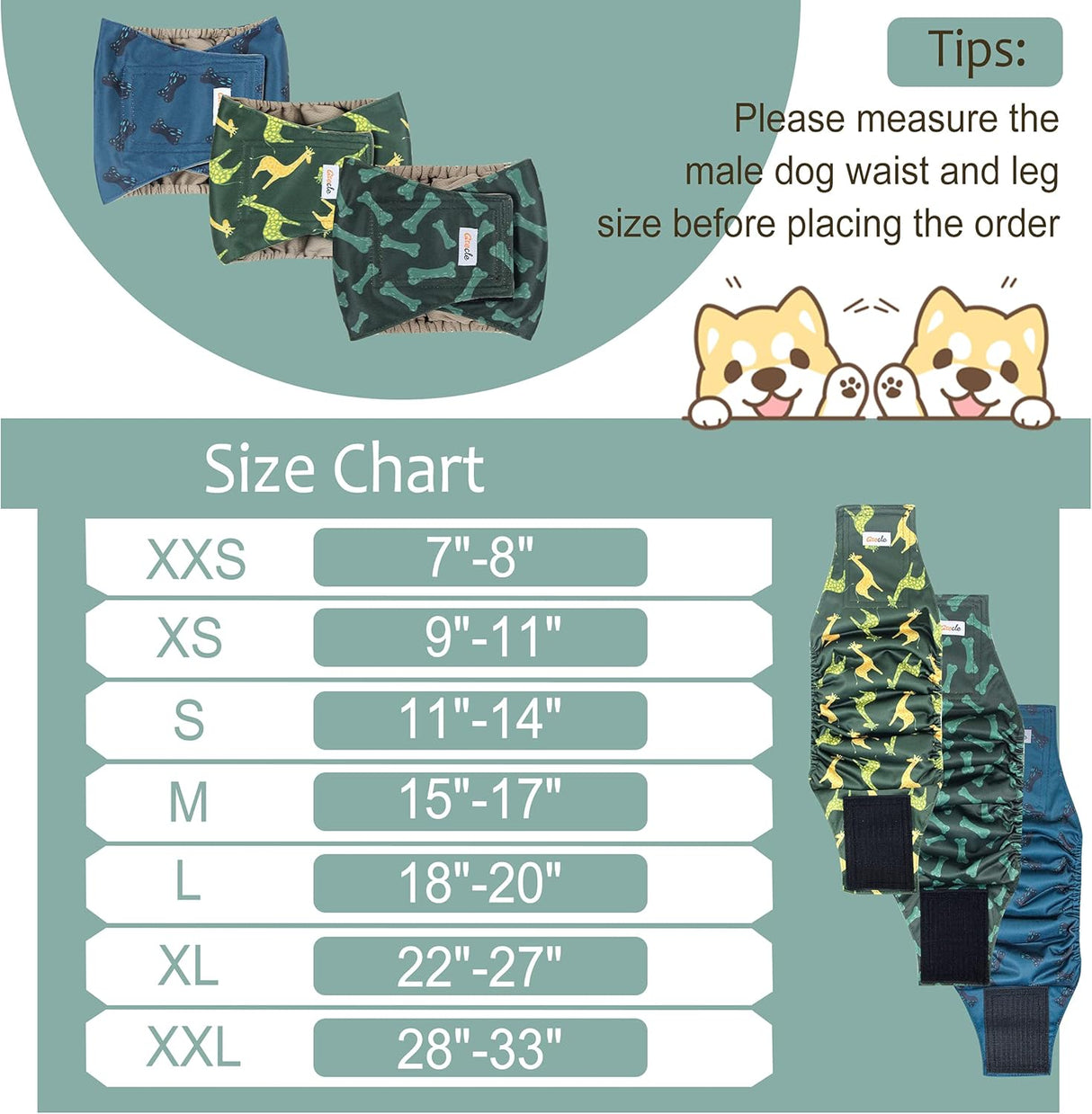 Grecle Pañales prémium para perros machos,para incontinencia