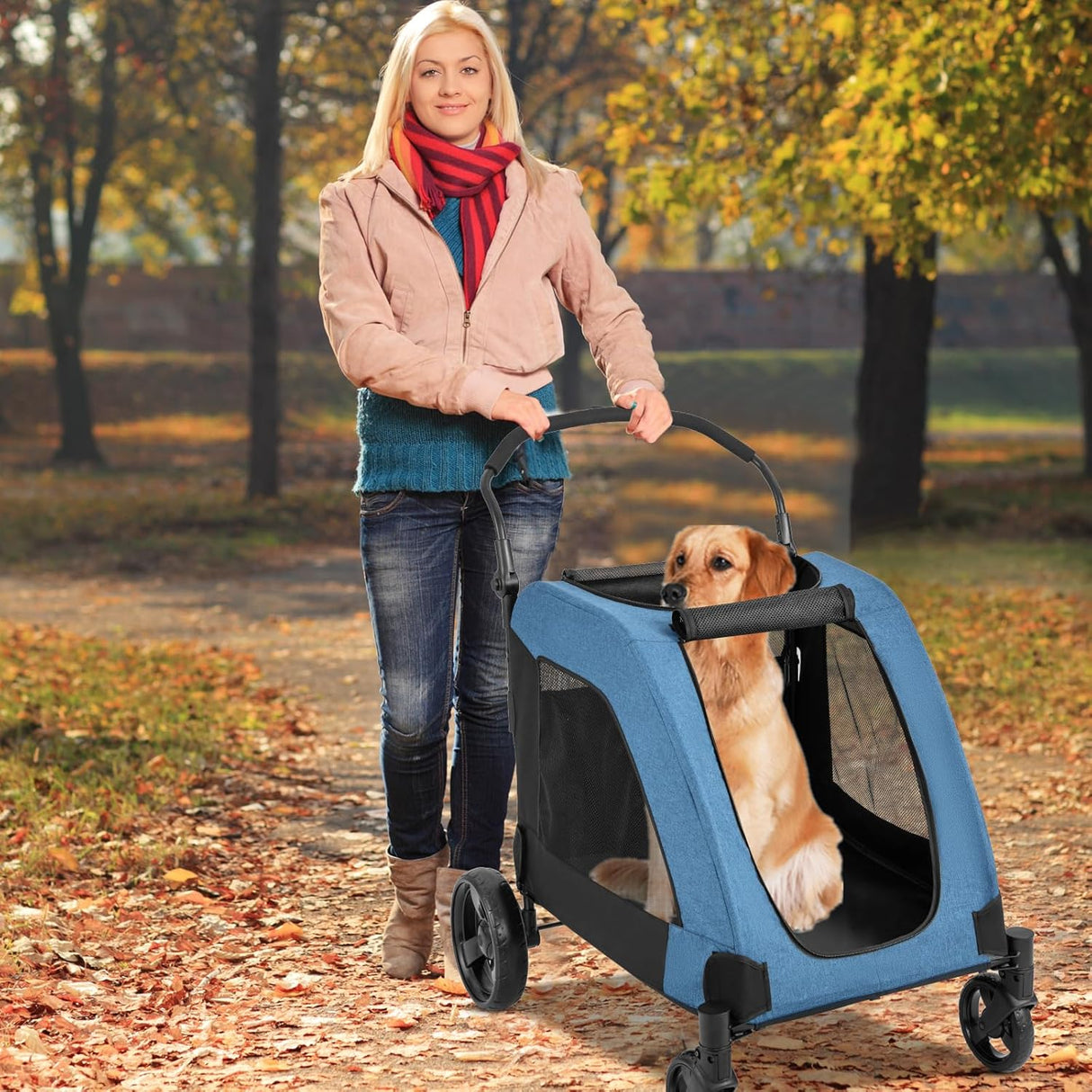 Carrito para Perros Grande Giantex - Plegable, 132 lbs, Ajustable