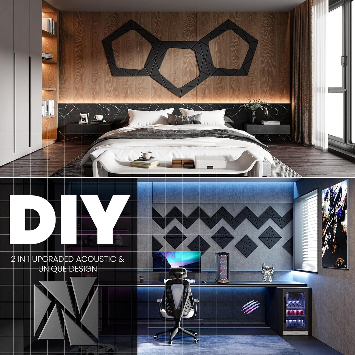 Paneles Acústicos 18 Pack, Espuma Aislante 12x12x0.4