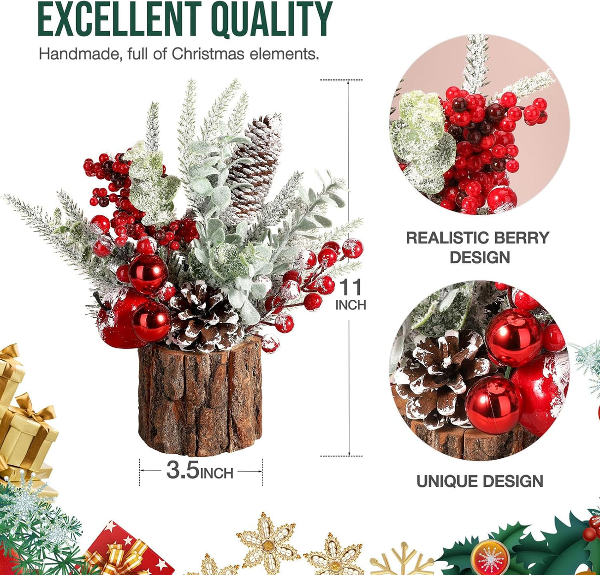 Árbol de Navidad Pequeño Hatisan con Adornos y Piñas (2 Pck)