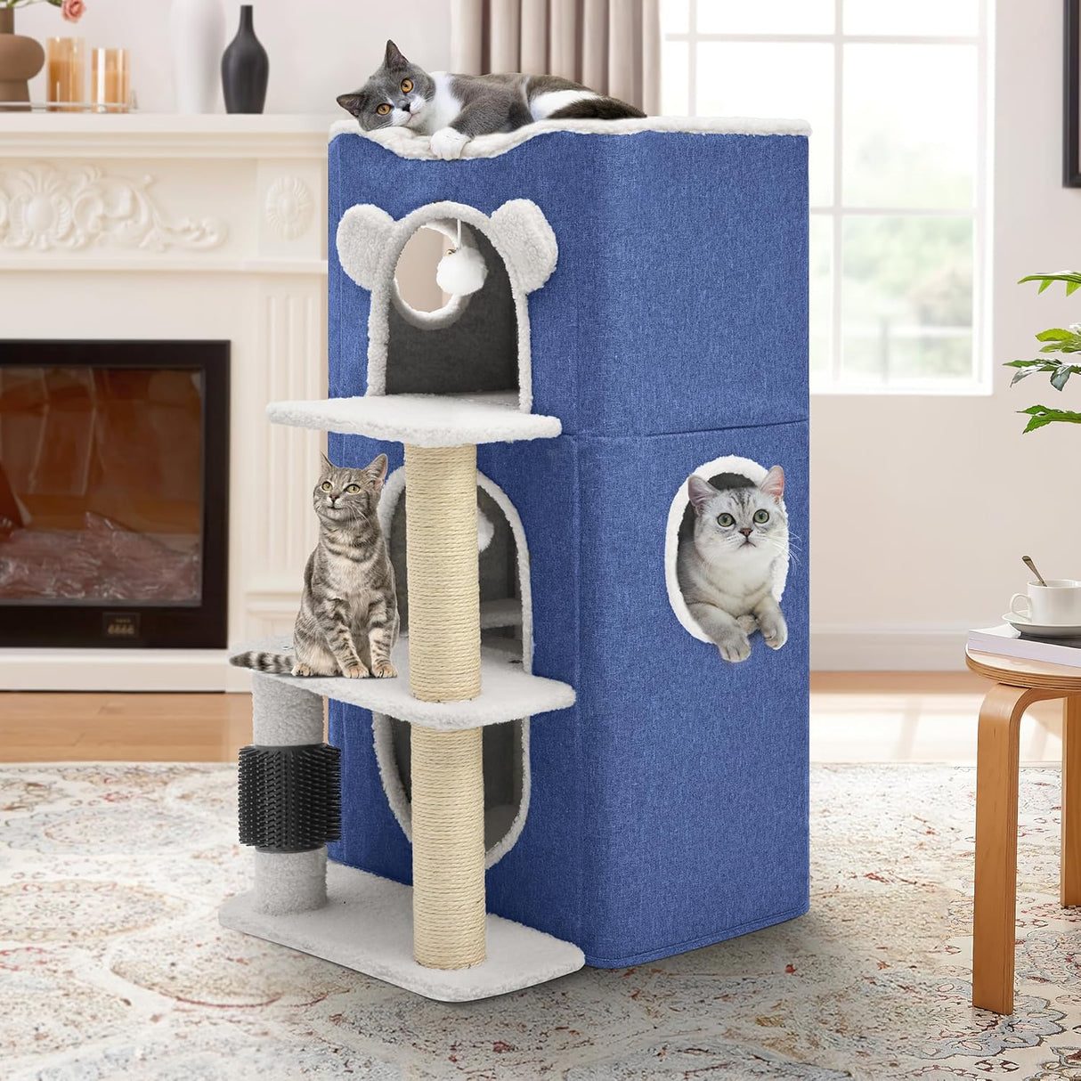 Casa para Gatos de 3 Niveles YIATHOME con Rascador y Juego
